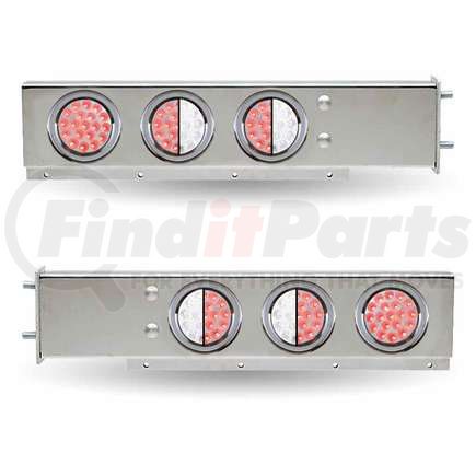 TRUX TU-9209L2. Mud Flap Hanger, with Flat Top, 4 x 4" Dual Revolution, 2 x 4" Clear Red LEDs & Bezels