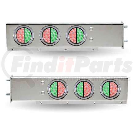 TRUX TU-9209L6 Mud Flap Hanger, with Flat Top, 6 x 4" Dual Revolution (Red/Green) LEDs & Bezels