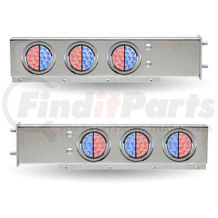 TRUX TU-9209L4 Mud Flap Hanger, with Flat Top, 4 x 4" Dual Revolution (Red/Blue), 2 x 4" Clear Red LEDs & Bezels