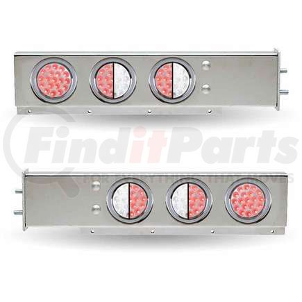 TRUX TU-9210L2. Mud Flap Hanger, with Flat Top, 4 x 4" Dual Revolution (Red/White), 2 x 4" Clear Red LEDs & Bezels