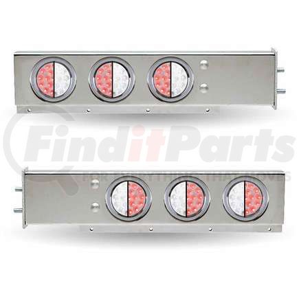 TRUX TU-9210L3 Mud Flap Hanger, with Flat Top, 6 x 4" Dual Revolution (Red/White) LEDs & Bezels, Stainless Steel