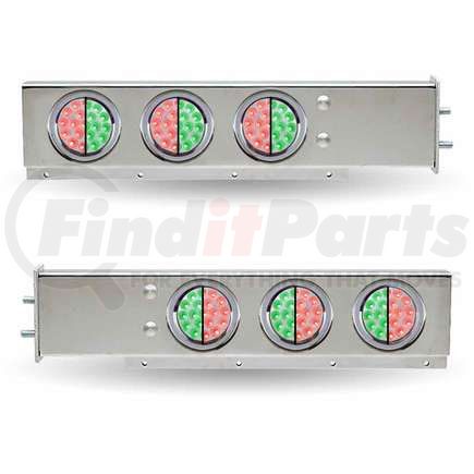 TRUX TU-9210L5 Mud Flap Hanger, with Flat Top, 6 x 4" Dual Revolution (Red/Green) LEDs & Bezels