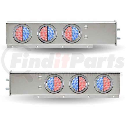 TRUX TU-9210L4. Mud Flap Hanger, with Flat Top, 6 x 4" Dual Revolution (Red/Blue) LEDs & Bezels