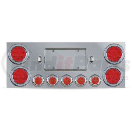 TRUX TU-9002L Center Panel, Rear, Stainless Steel, with 4 x 4" & 5 x 2" & 2 License LEDs