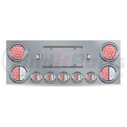 TRUX TU-9002L2 Center Panel, Rear, Stainless Steel, with 2 x 4" & 5 x 2 1/2" Dual Revolution, with 2 x 4" Red & 2 License Light LEDs