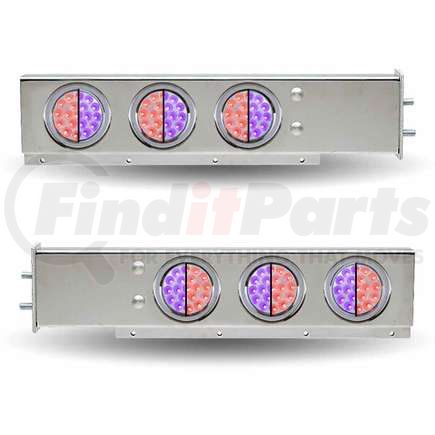 TRUX TU-9210L6 Mud Flap Hanger, with Flat Top, 6 x 4" Dual Revolution (Red/Purple) LEDs & Bezels