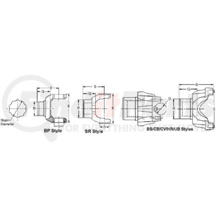 Dana 6-4-6961X Pinion Shaft End Yoke - 2.374" OD, 46 Spline, 1710 Series, Steel