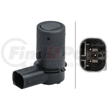 HELLA 358141351 Sensor, parking assist - angled - 3-pin connector - Plugged - Paintable