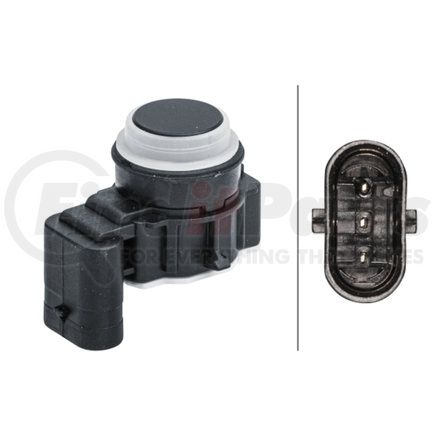 HELLA 358141361 Sensor, parking assist - angled - 3-pin connector - Plugged - Paintable