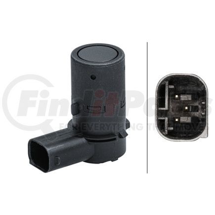 HELLA 358141481 Sensor, parking assist - angled - 3-pin connector - Plugged - Paintable