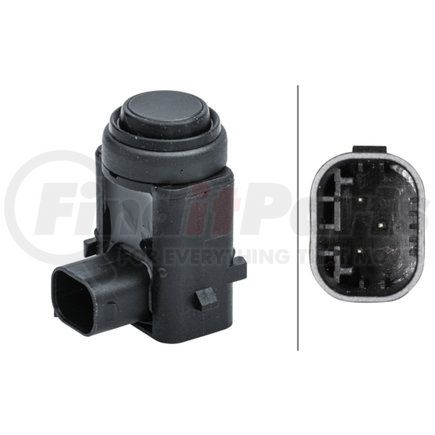 HELLA 358141491 Sensor, parking assist - angled - 3-pin connector - Plugged - Paintable
