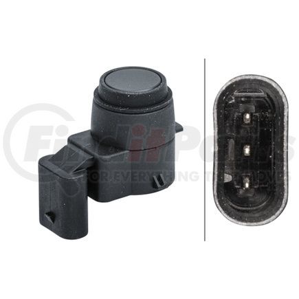 HELLA 358141401 Sensor, parking assist - angled - 3-pin connector - Plugged - Paintable