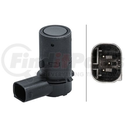 HELLA 358141511 Sensor, parking assist - angled - 3-pin connector - Plugged - Paintable