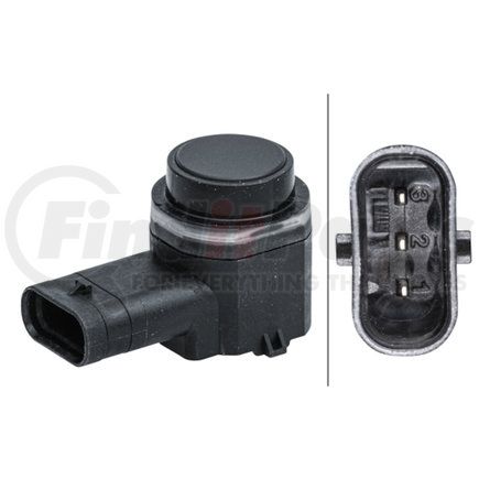 HELLA 358141531 Sensor, parking assist - angled - 3-pin connector - Plugged - Paintable