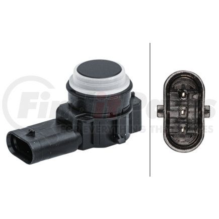 HELLA 358141691 Sensor, parking assist - angled - 3-pin connector - Plugged - Paintable