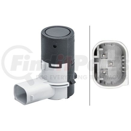 HELLA 358141641 Sensor, parking assist - angled - 3-pin connector - Plugged - Paintable