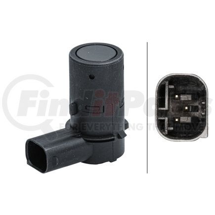 HELLA 358141681 Sensor, parking assist - angled - 3-pin connector - Plugged - Paintable
