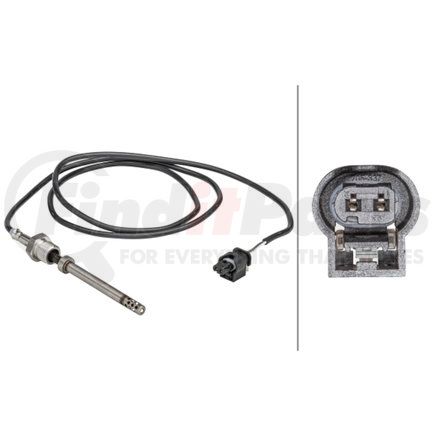 HELLA 358181241 Sensor, exhaust gas temperature - 2-pin connector - Bolted - Cable: 1055mm