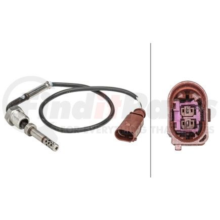 HELLA 358181301 Sensor, exhaust gas temperature - 2-pin connector - Bolted - Cable: 340mm