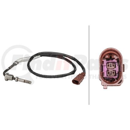 HELLA 358181031 Sensor, exhaust gas temperature - 2-pin connector - Bolted - Cable: 600mm