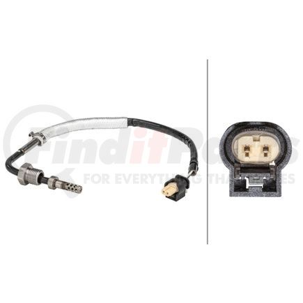 HELLA 358181061 Sensor, exhaust gas temperature - 2-pin connector - Bolted - Cable: 230mm