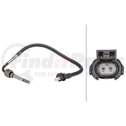 HELLA 358181211 Sensor, exhaust gas temperature - 2-pin connector - Bolted - Cable: 270mm