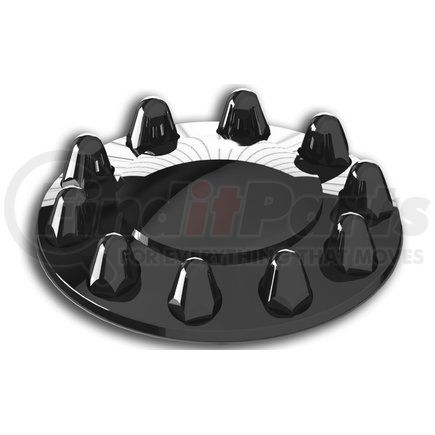 American Chrome 15105 ABS Black Front Cover Kit - Removable Cap, 10 Lug, 33mm Threads with Flange
