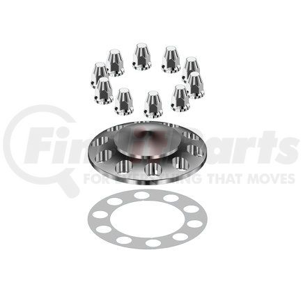 American Chrome 40000 ABS Front Axle Cover Kit with Non-Removable Cap, 10 Lug, 33mm, Threaded