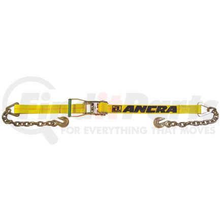 Ancra 45982-15 Ratchet Tie Down Strap - 2 in. x 324 in., Yellow, Polyester, with Chain Anchors & Long/Wide Handle