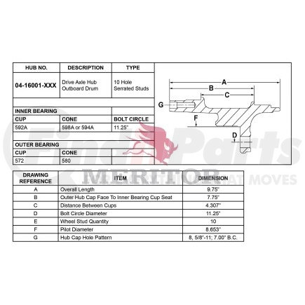 Meritor 04-16001-001 AY-HUB/STUD/ABS