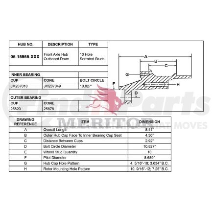 Meritor 05159551000 HUB ASSEMBLY