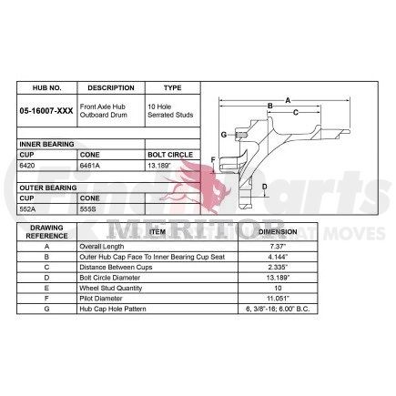 Meritor 0516007002 AY-HUB/FRT