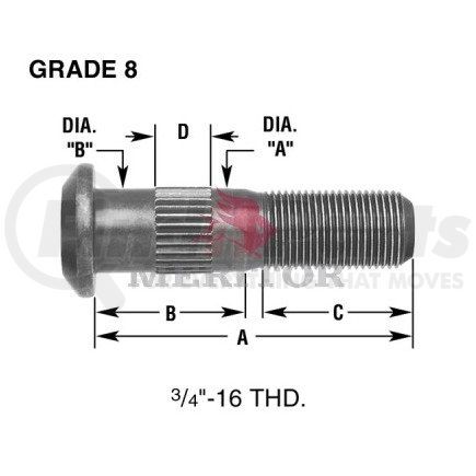 Meritor 09002086 BOLT-SERR 3/4-