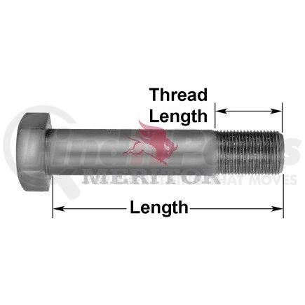 Meritor R301859 Bolt - 9.50" Length, 1.00" Thread Diameter, Hex Type