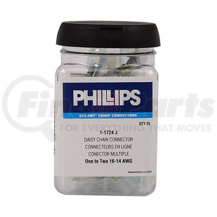 Phillips Industries 1-1724J Multi-Purpose Wire Connector - 16-14 Ga., Clear/Blue, Jar, 25 Pcs.