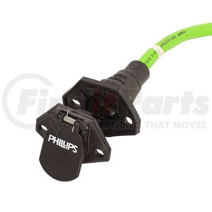 Phillips Industries 16-7403-018 Trailer Receptacle Socket - Quick-Change Socket, 18 in. Lead Blunt Cut, Green Jacket