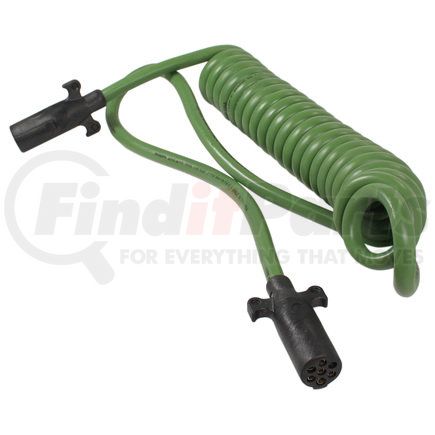 Phillips Industries 30-4927 ABS Coiled Cable - 15 ft., Army Green, with 48 in. Lead, with 7-Way Molded Plugs