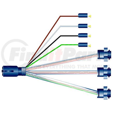 Phillips Industries 36-9524 Trailer Wiring Harness - Universal, 3 Stop/Turn/Tail And 4 .180 Double Female Bullets