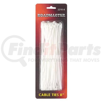 Roadmaster 2210-8W 8" Nylon Cable Ties. White. 100 Pieces