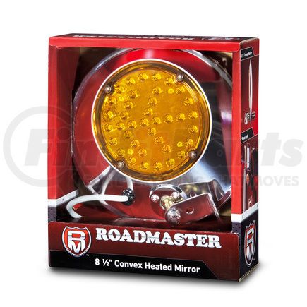Roadmaster 4084L 8-1/2" Convex mirror with LED marker light and flashing turn signal.
