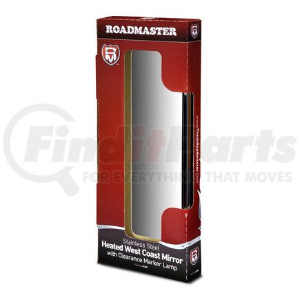 Roadmaster 4120S 7" x 16" Mirror with back clearance light  and heater 5/16" mounting bolt.