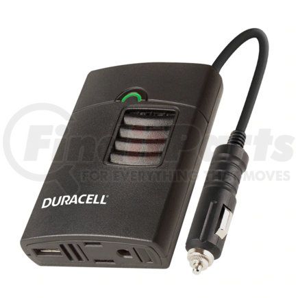 Duracell Batteries DRINVP150 Power Inverter - Black, Portable, 150 Watts, 3-Prong AC Outlet and 2.1 AMP USB Port, 3 ft. Cord