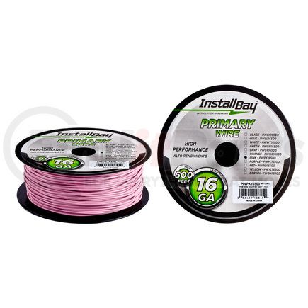 THE INSTALL BAY PWPK18500 Primary Wire - 18 Gauge, 500 ft., Pink