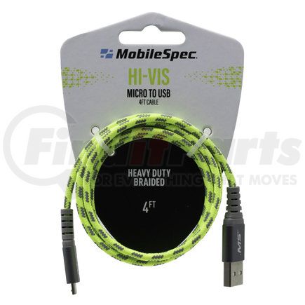 Mobile Spec MBSHV0412 USB Charging Cable - Micro Cable, 4 ft., Yellow, Hi-Visibility