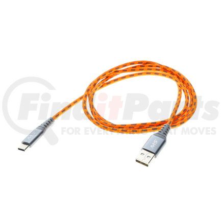 Mobile Spec MBSHV0433 USB Charging Cable - USB-C To USB-A Cable, Orange, 4 ft., Hi-Visibility