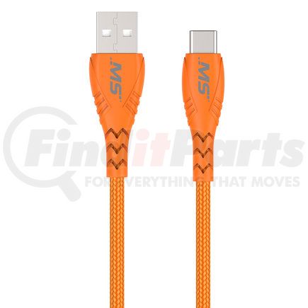 Mobile Spec MB06734 USB Charging Cable - USB-C To A Cable, Orange, 10 ft., Hi-Visibility