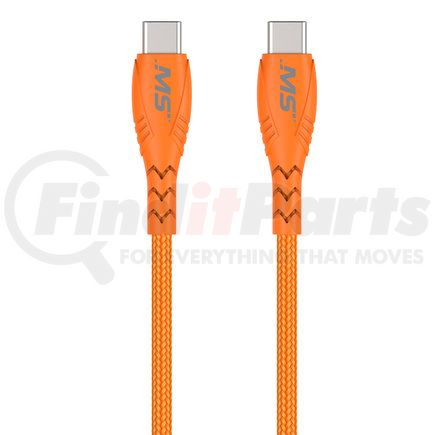 Mobile Spec MB06736 USB Charging Cable - USB-C To USB-C Cable, Orange, 10 ft., Hi-Visibility