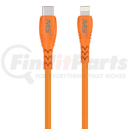 Mobile Spec MB06824 USB Charging Cable - Lightning To C Cable, 7 ft., Orange, Hi-Visibility