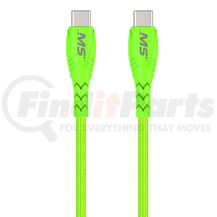 Mobile Spec MB06833 USB Charging Cable - USB-C To USB-C Cable, Green, 10 ft., Hi-Visibility