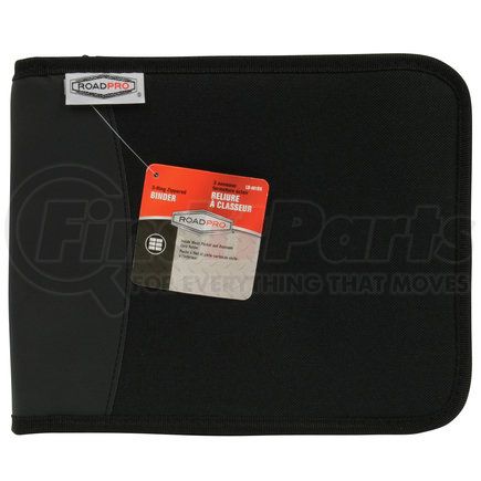 RoadPro LB-001BK Logbook Binder - 3-Ring, Zippered, Black